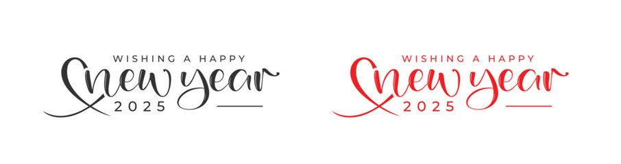 2025 Happy New Year Logo Design. Modern Hand-drawn creative vector logo design. 2025 New Year Logo Design