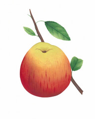 Red Apple illustration, watercolor painting of an apple isolated on white background, fruit design art, clipart drawing, graphic logo