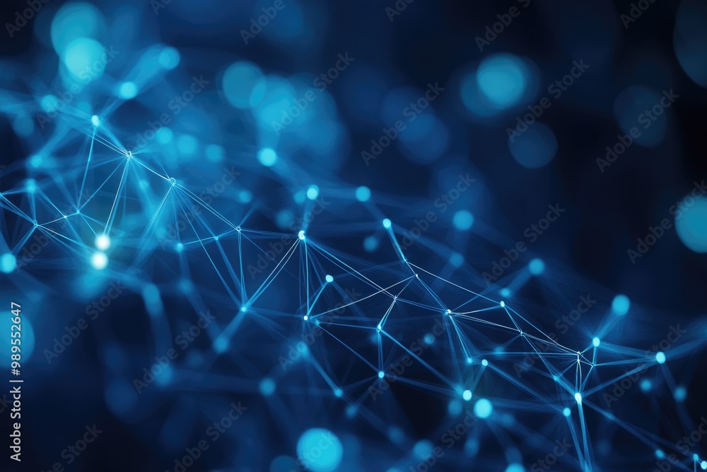 Poster blue cyberspace interface: an abstract concept of digital network technology
