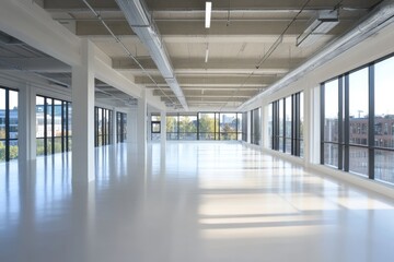 Fototapeta premium Contemporary Office Interior. Modern Design with Wide Open Space and Natural Light