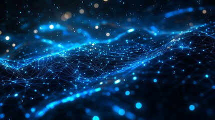 Abstract Digital Art: Glowing Blue Network Design