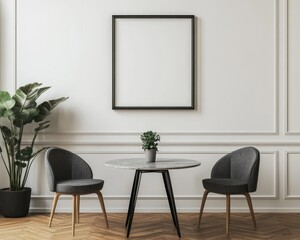 Elegant Modern Interior Design with Classic Furniture and Creative Frame Mockup