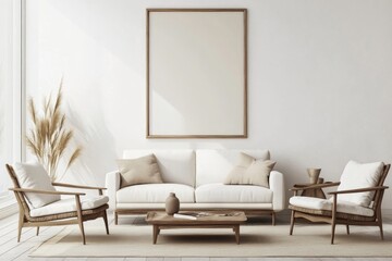 Contemporary Interiors: Luxuriously Furnished Living Room with Stylish Armchairs and Artwork Poster
