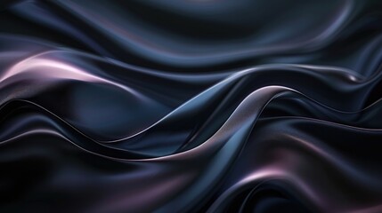 Obraz premium wavy lines in a flowing motion on a dark background. Elegant black texture with a smooth gradient