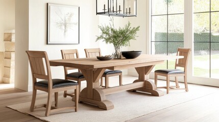 Modern Wooden Dining Room with Natural Light