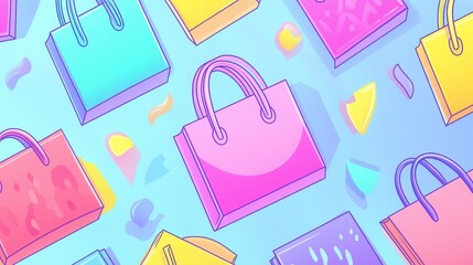 Colorful Shopping Bags Pattern Background