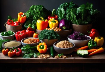 vibrant colorful ingredients allergy friendly meal prep fresh produce healthy options, vegetables, fruits, food, recipes, seasoning, grains, beans, nuts