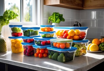 vibrant food storage containers showcasing freshness cleanliness optimal food preservation, airtight, hygiene, organization, visibility, design, kitchen