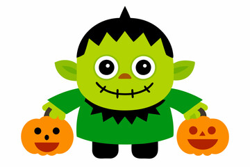Halloween cartoon coloring illustration kid childern vector image.with white background