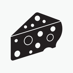 Swiss Cheese Wedge Black and White Vector Illustration for Printable Graphic Design