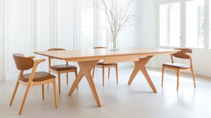 Modern Wooden Dining Table with Stylish Chairs