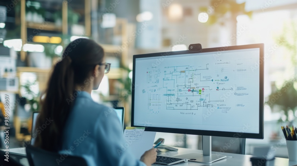 Poster engineer working on a design project in an office