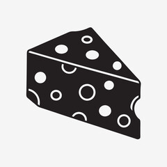 Swiss Cheese Wedge Black and White Vector Illustration for Printable Graphic Design