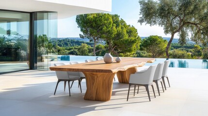 Modern Outdoor Dining Area with Scenic View