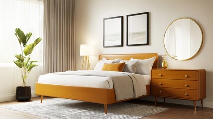 Cozy Modern Bedroom with Warm Tones and Natural Light
