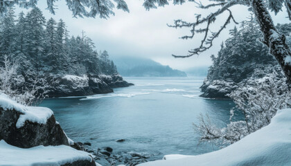 Pacific Northwest in winter, forrest in winter, winter wonderland, winter landscape