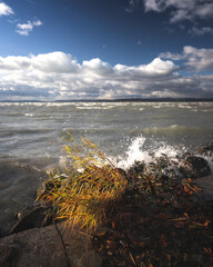 Lake Balaton on a windy day in autumn