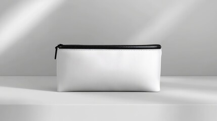 Elegant Black and White Cosmetic Bag with Zipper for Makeup and Beauty Tools