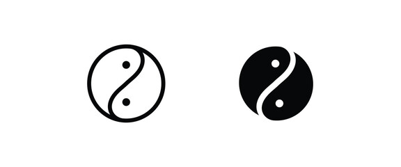 Obraz premium yin yang icon. In Yang Concept of dualism line icons set, Zen symbol editable stroke isolated on white background, linear vector outline illustration, symbol logo design style