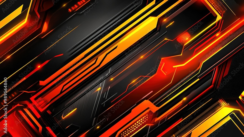 Aufkleber abstract background design featuring vibrant red and yellow lines on black, creating a dynamic digit