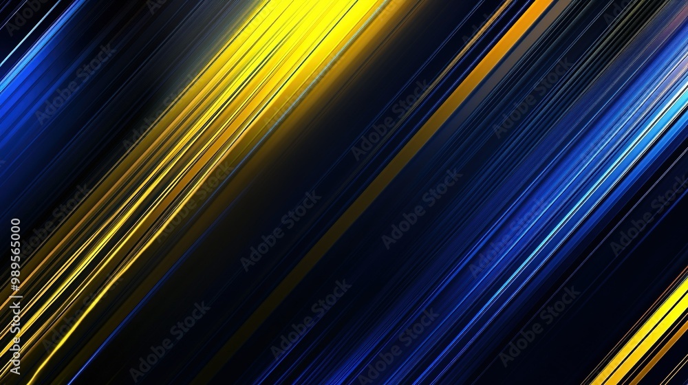 Poster dynamic abstract lines in blue and yellow tones create a vibrant background design for digital art o