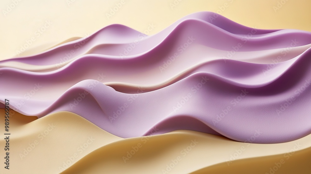 Poster soft waves of pastel fabric gently undulate on a smooth surface creating an inviting display of text
