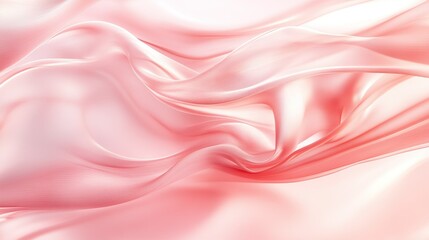 Obraz premium Delicate pink silk fabric draped elegantly, creating soft waves and textures in natural light for a serene and calming atmosphere