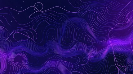 Obraz premium Abstract purple lines create a mesmerizing wave pattern against a dark blue background in a digital art piece