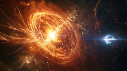 Magnetar with intense magnetic fields surrounded by an accretion disk and molecular cloud with a quasar and dark energy in the distance