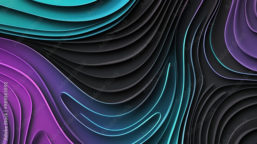 Aufkleber abstract wave patterns in vibrant colors create a striking effect on a black background