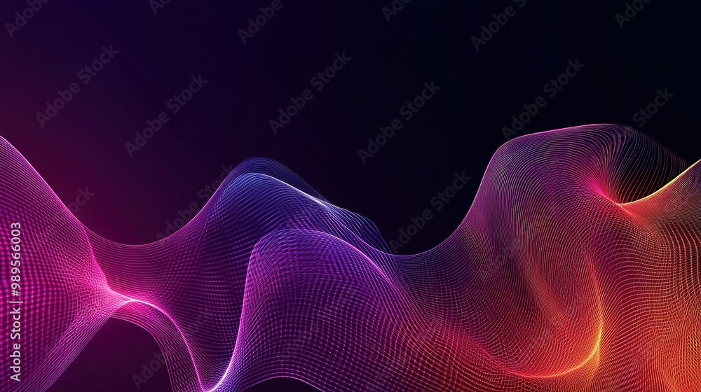 Aufkleber Abstract wave patterns in vibrant colors create a dynamic background for digital design or artistic projects at night