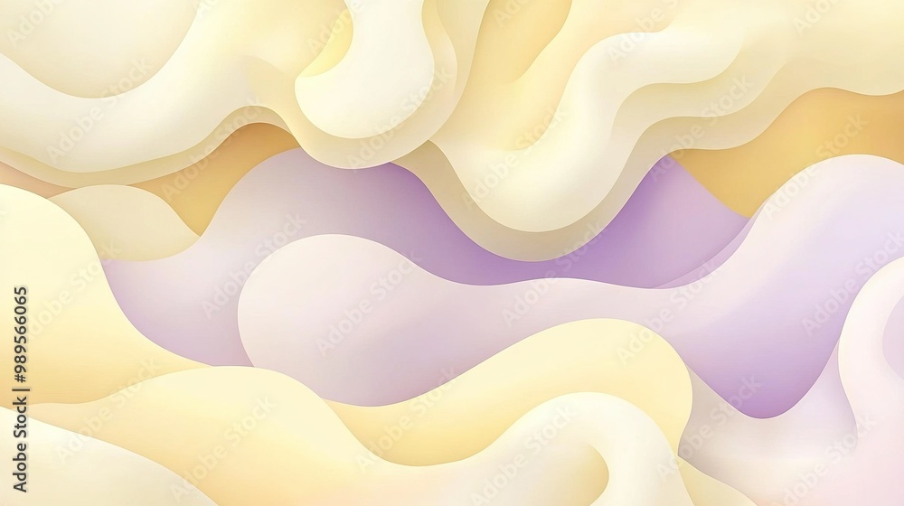 Poster abstract wavy patterns in soft pastel colors blend harmoniously to create a serene background ideal 