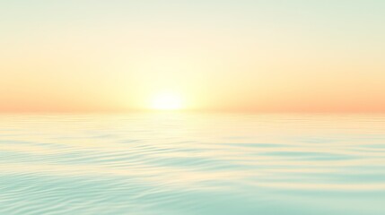 Fototapeta premium Serene sunrise over calm ocean waters at dawn, showcasing soft pastel colors and gentle waves reflecting the early light