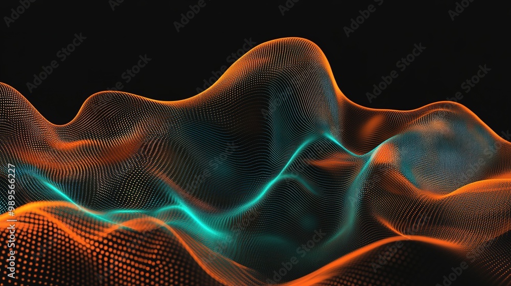Aufkleber colorful abstract wave patterns flowing in a smooth motion against a dark background showcasing vibr