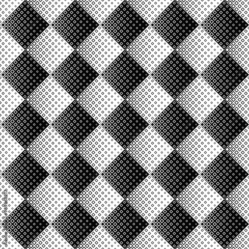 Aufkleber geometrical seamless square pattern background - abstract black and white vector graphic design