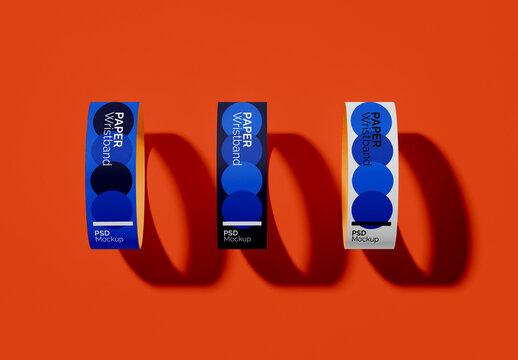 Three Wristband Brand Mockup