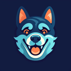 Fototapeta premium A cheerful dog head with expressive features and vibrant colors smiles joyfully, showcasing a friendly demeanor on a contrasting backdrop
