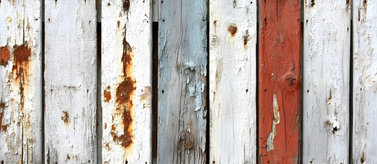 The image is a close up of a wooden fence with a rustic, weathered appearance
