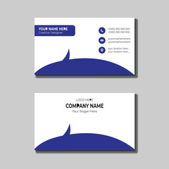 Blue and white business card clean design template