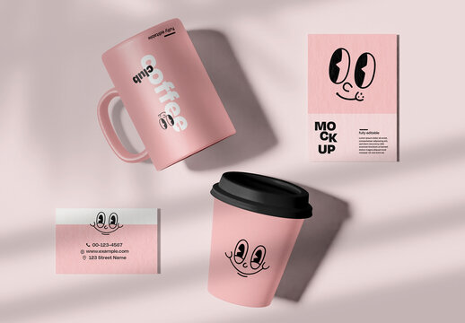 Top View of Coffee Branding Mockup
