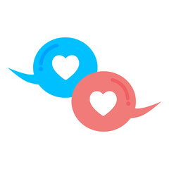 shape, message, speech bubble, heart, feeling, social, flat, like, modern, passion, conversation, talk, emotion, illustration, design, isolated, background, vector, icon, romantic, speak, chat, speech