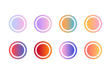 Set of gradient circle. Flat decorative element vector design isolated illustration.