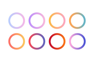 Obraz premium Set of gradient circle outline. Flat decorative element vector design isolated illustration.