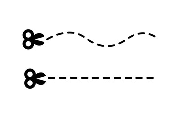 Scissors sewing cutting mark. Flat decorative element vector design isolated illustration.