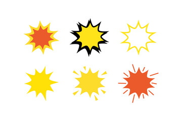 Surprise explode bubble set.  Emphasis, attention, expression concepts. Flat decorative element vector design isolated illustration.