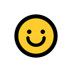 Happy smiling face icon. Feeling, emotion, facial expression concepts. Colored outline vector design isolated illustration.