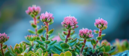 Fototapeta premium Sedum Alpestre Wild Plant Plant Blooming In Summer