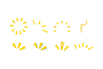 Set of hand drawn surprise line doodle expression. Flat decorative vector design isolated illustration.