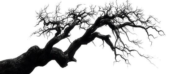 Eerie tree illustration ideal for Halloween themes, on a white or transparent backdrop.