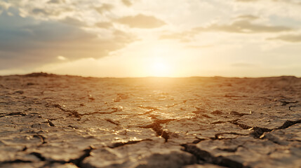 Obraz premium A barren cracked earth landscape under a scorching sun.